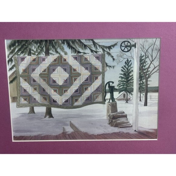 Susie Riehl Matted Photo Postcards Log Cabin Quilts Amish Artist Signed Dated 3 - Picture 3 of 11